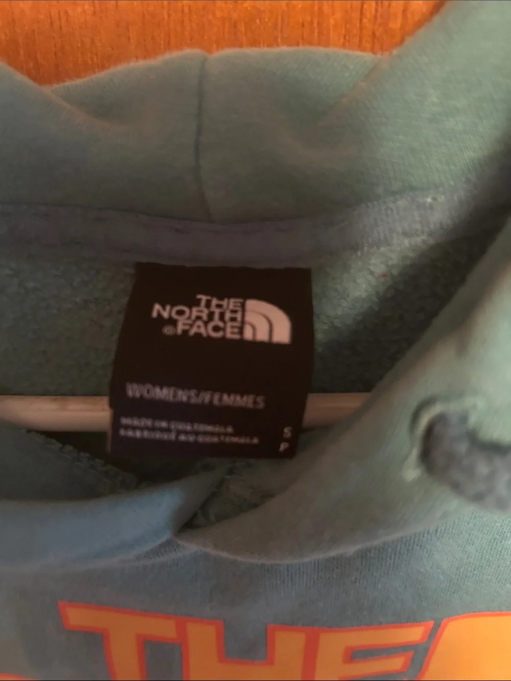 The North Face Teal Pullover Hoodie with Orange Logo
